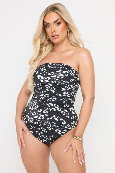 Yours Curve Black Leopard Print Premium Underwired Swimsuit