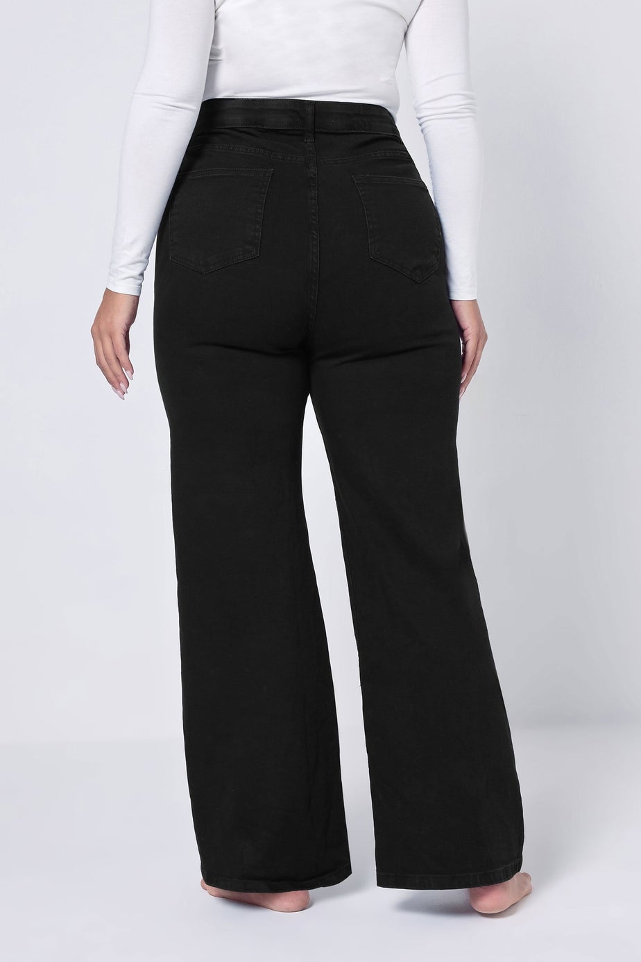 Yours Curve Black Wide Leg Denim Jeans
