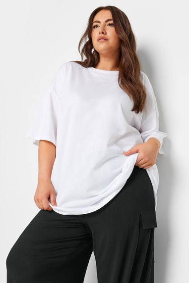 Yours Curve Black Jersey Wide Leg Cargo Trousers