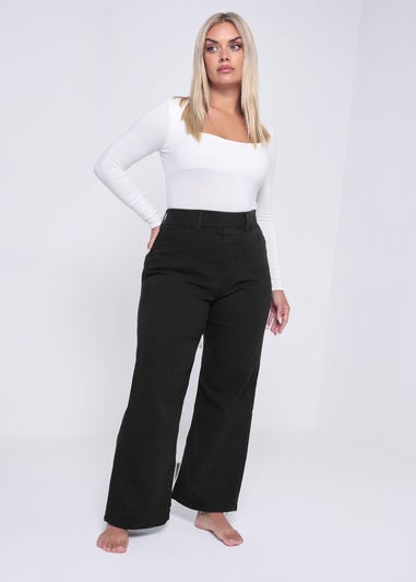 Yours Curve Black Wide Leg Jeggings