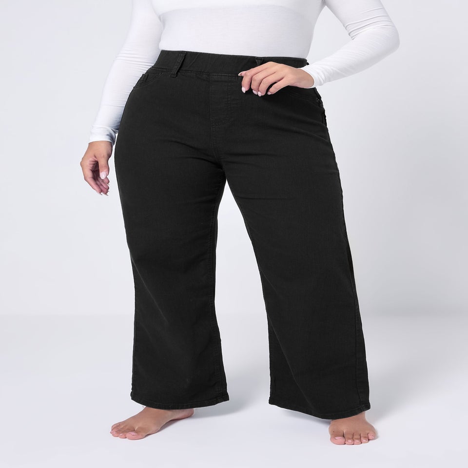 Yours Curve Black Wide Leg Jeggings