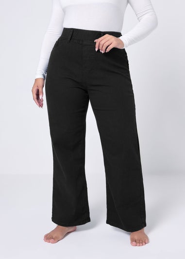Yours Curve Black Wide Leg Jeggings