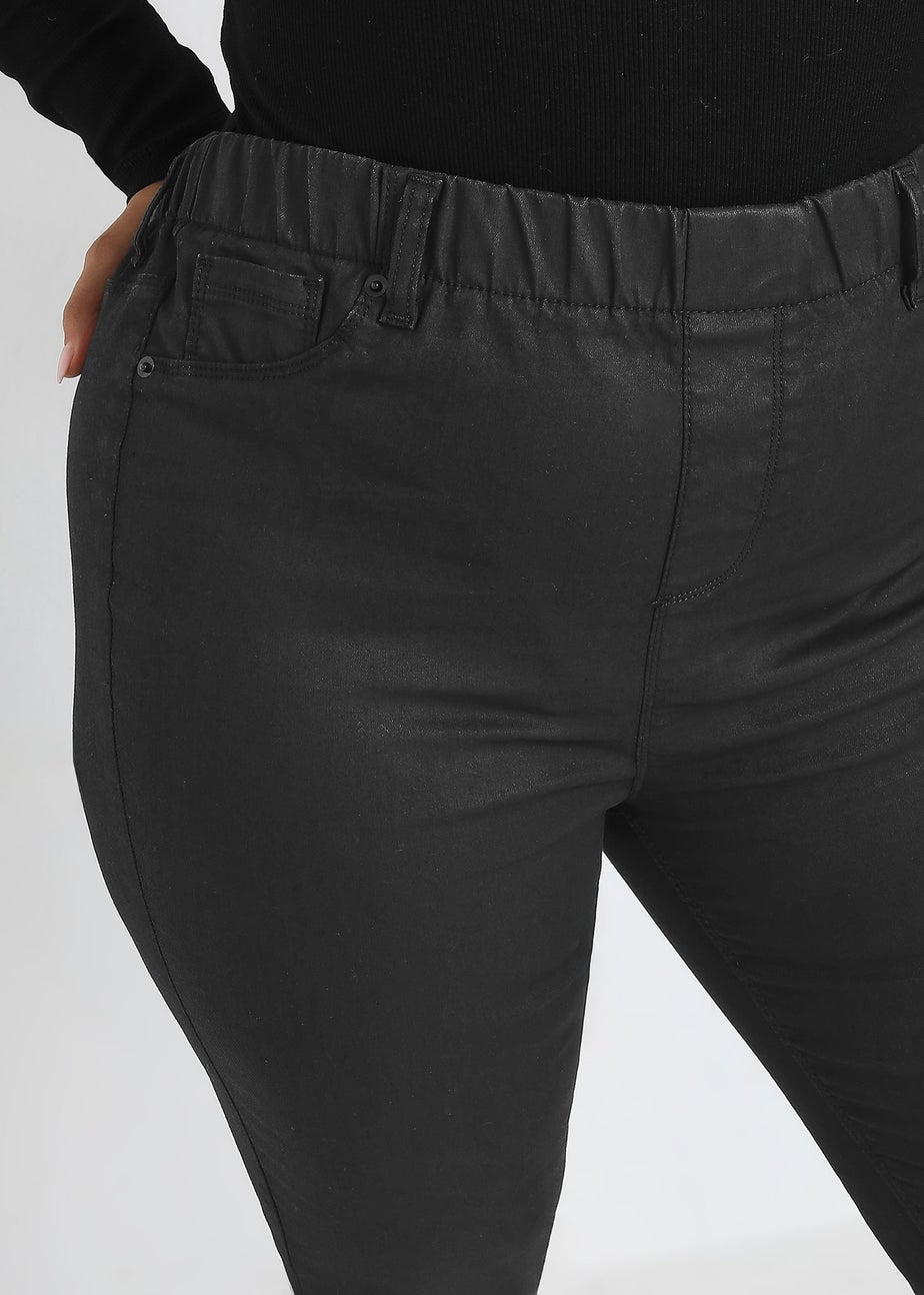 Yours Curve Black Coated Stretch Pull On Grace Jeggings