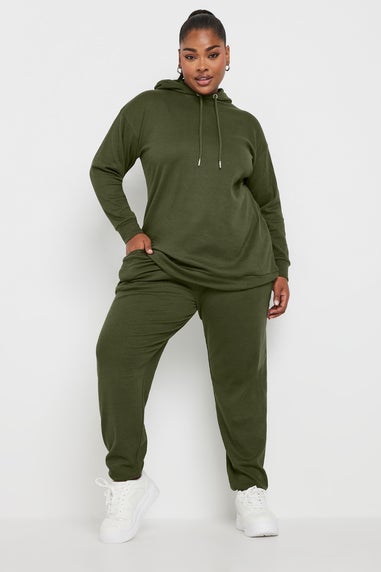 Yours Curve Khaki Green Ribbed Joggers