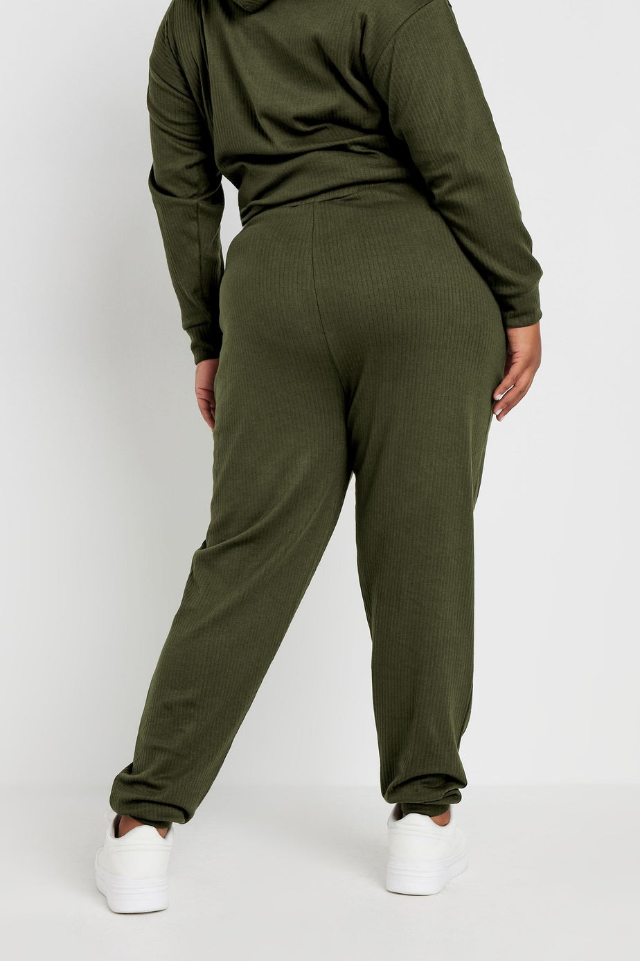 Yours Curve Khaki Green Ribbed Joggers