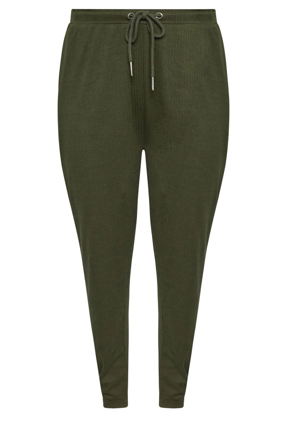 Yours Curve Khaki Green Ribbed Joggers
