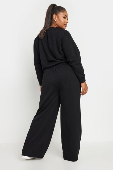 YOURS Curve Black Sweatshirt & Wide Leg Jogger Set