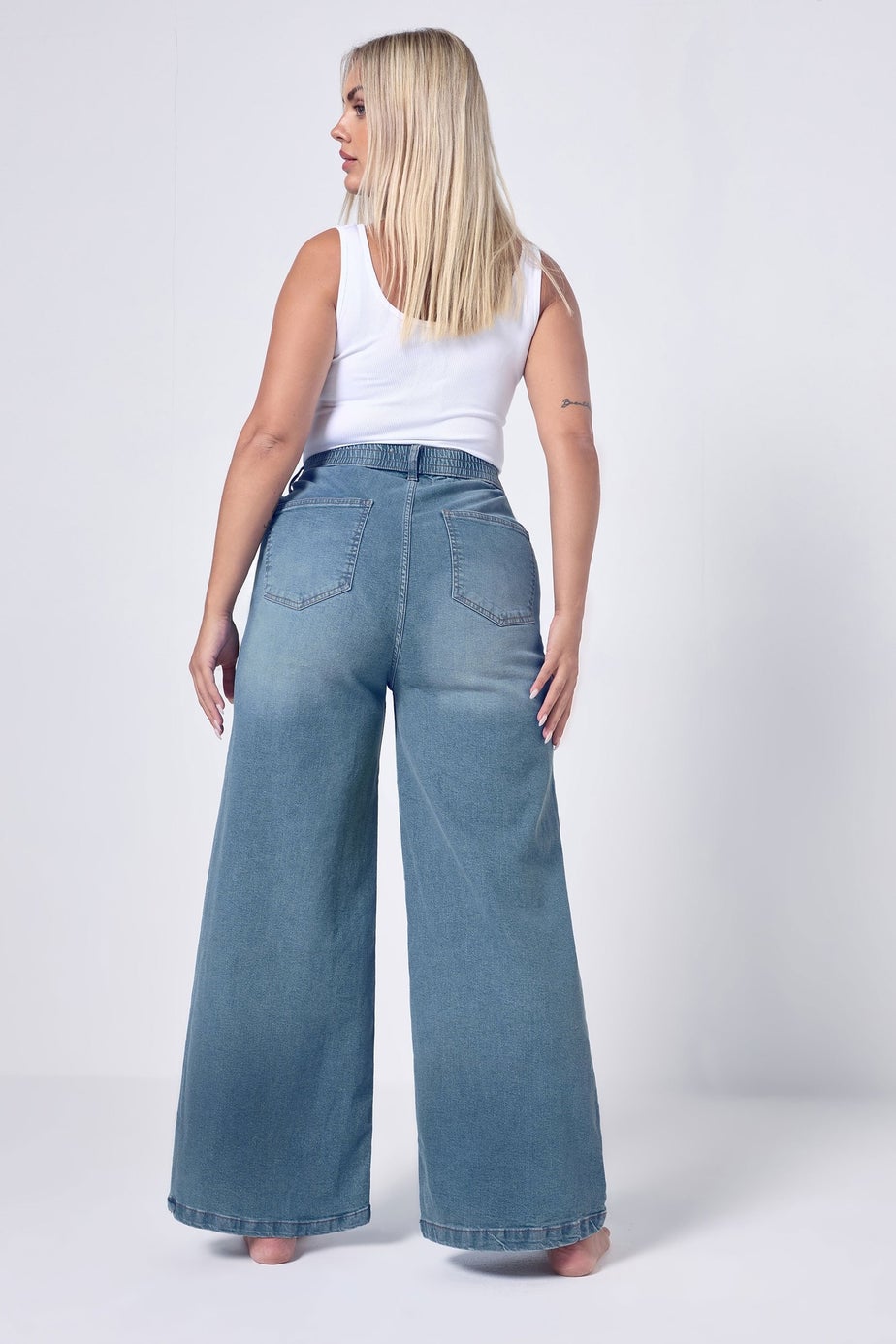 Yours Curve Blue Wide Leg Slouchy Jeans