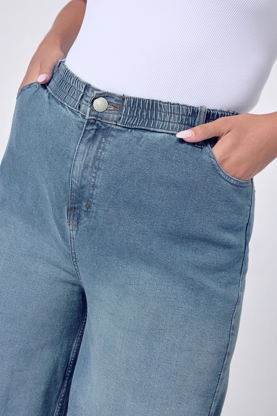 Yours Curve Blue Wide Leg Slouchy Jeans