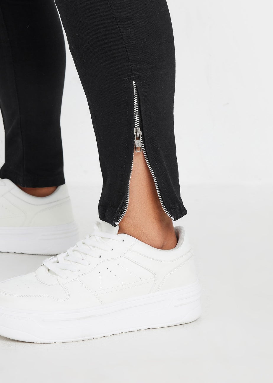 Yours Curve Black Skinny Stretch AVA Zip Hem Jeans