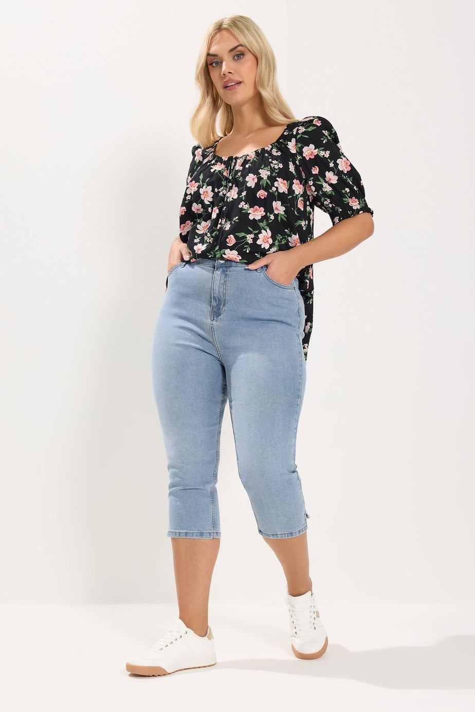 Yours Curve Light Blue Cropped AVA Jeans