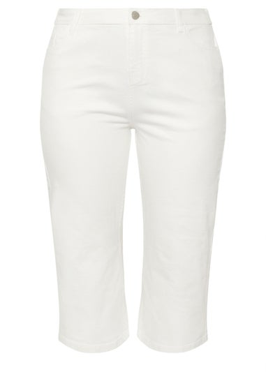 Yours Curve White Wide Leg Cropped Denim Jeans