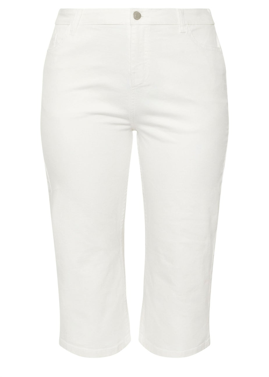 Yours Curve White Wide Leg Cropped Denim Jeans