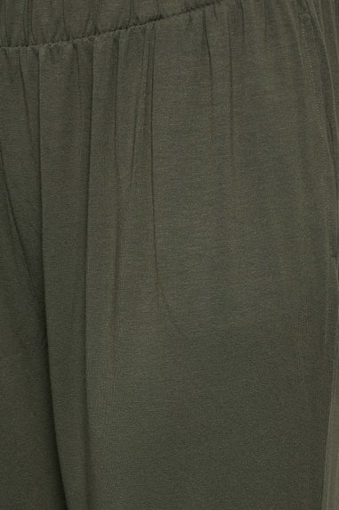 Yours Curve Khaki Green Jersey Cropped Harem Trousers
