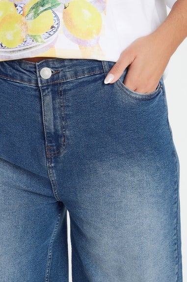 Yours Curve Mid Blue Stretch Denim Jorts