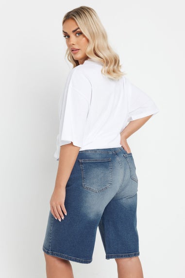 Yours Curve Mid Blue Stretch Denim Jorts