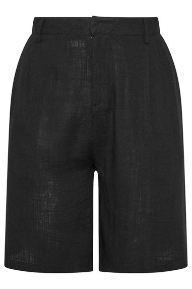 Yours Curve Black Linen Bermuda Shorts
