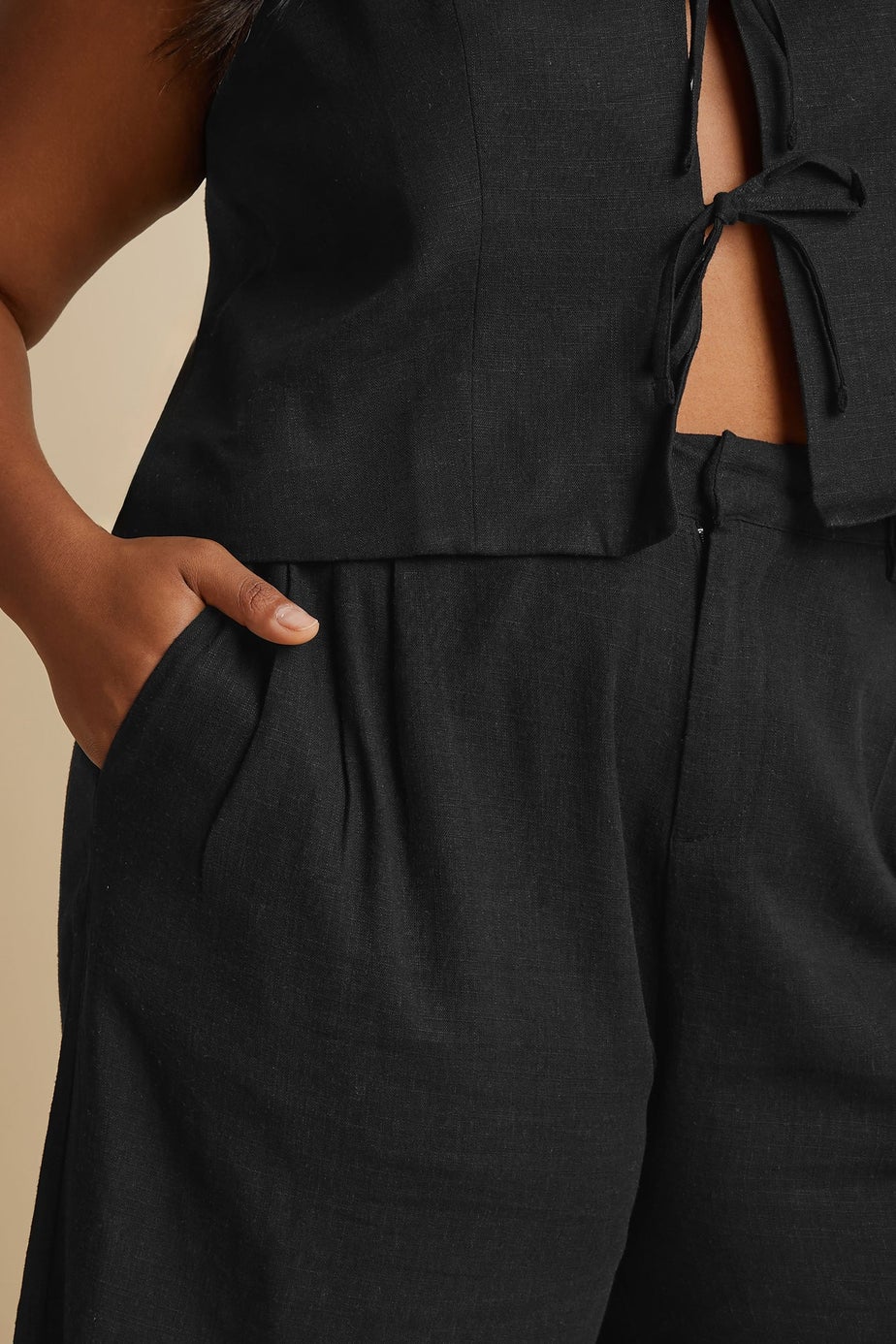 Yours Curve Black Linen Bermuda Shorts