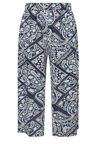 Yours Curve Navy Blue Tile Print Midaxi Culottes