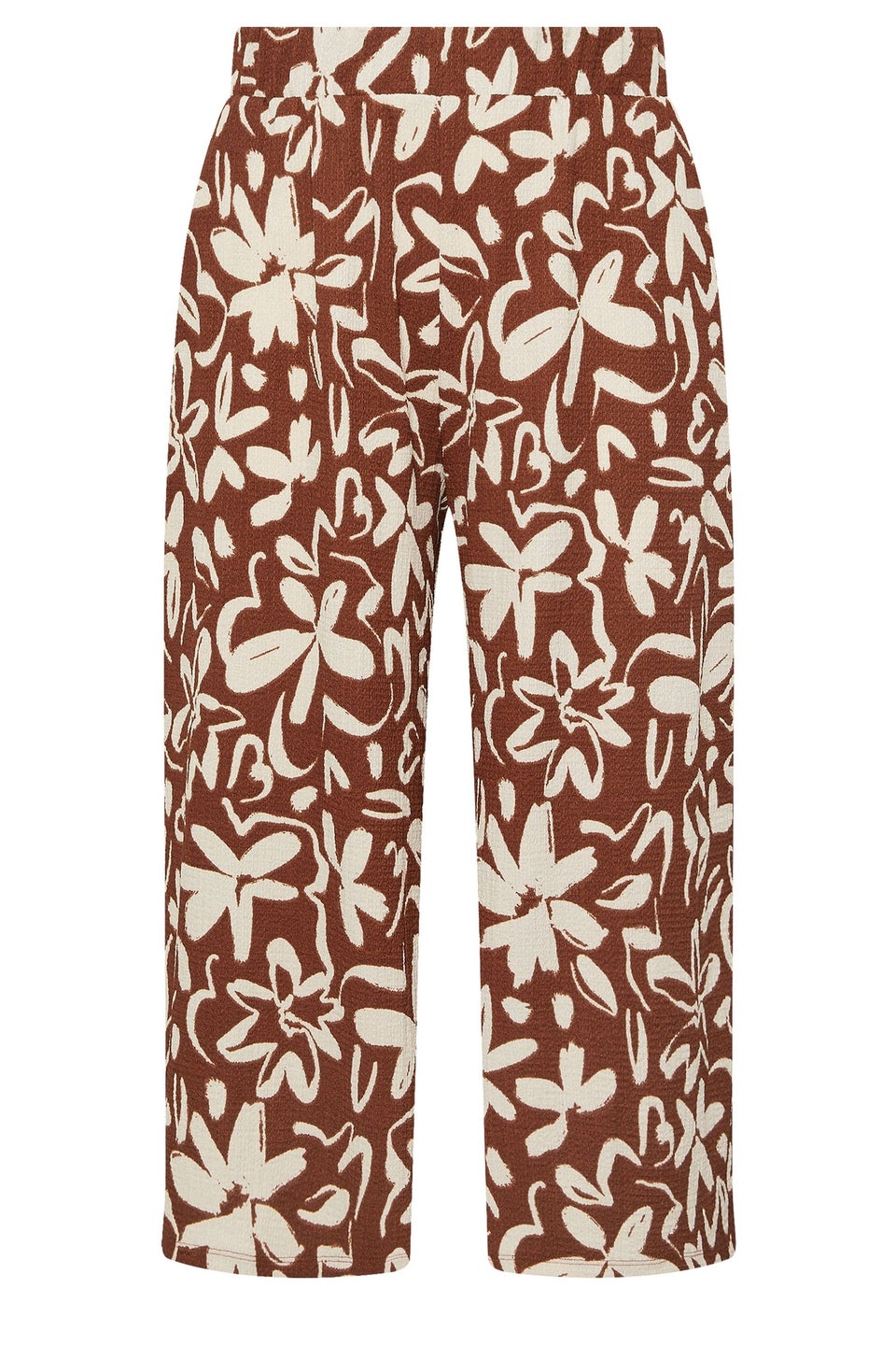 Yours Curve Brown Floral Print Textured Midaxi Culottes