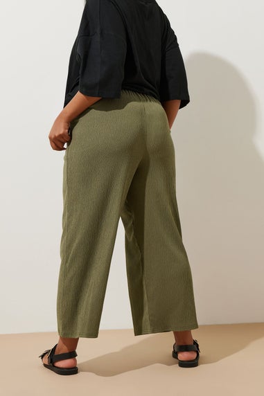 Yours Curve Khaki Green Textured Culottes