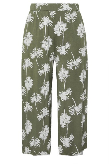 Yours Curve Khaki Green Palm Tree Midaxi Culottes