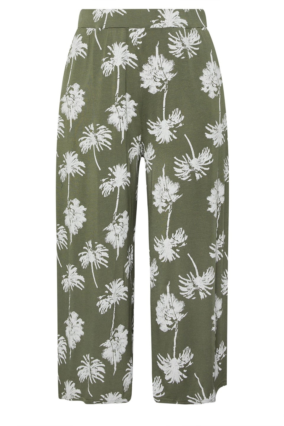 Yours Curve Khaki Green Palm Tree Midaxi Culottes