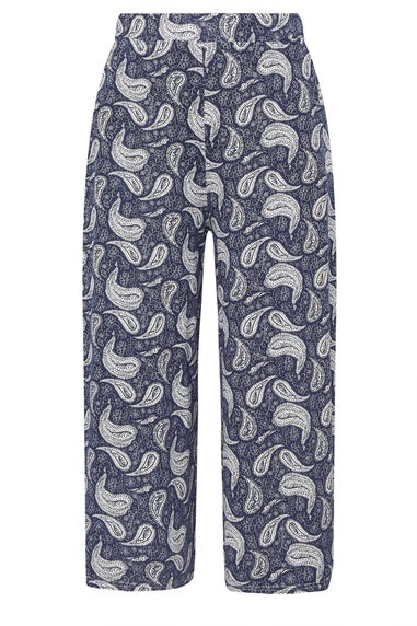 Yours Curve Navy Blue Paisley Print Midaxi Culottes