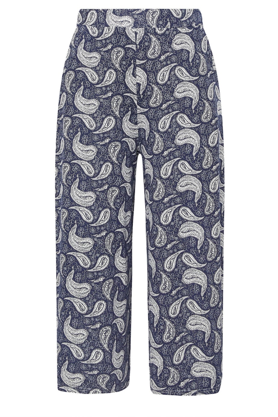 Yours Curve Navy Blue Paisley Print Midaxi Culottes