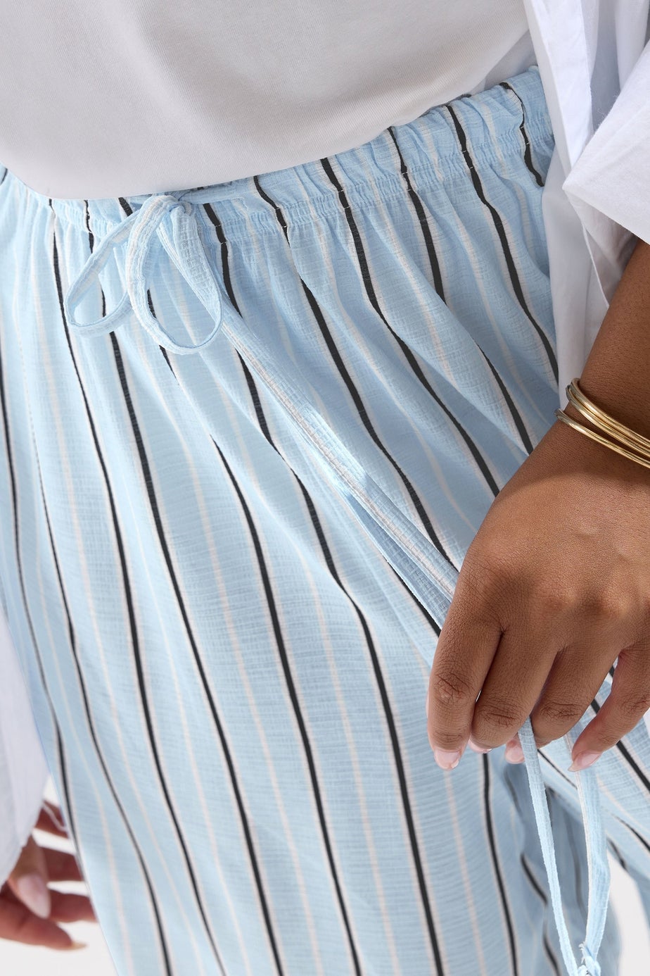 Yours Curve Blue Stripe Shorts