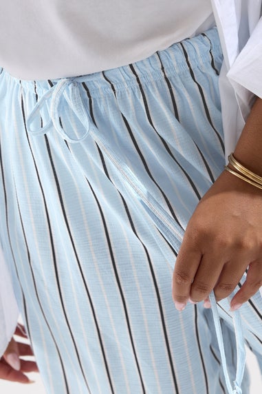 Yours Curve Blue Stripe Shorts