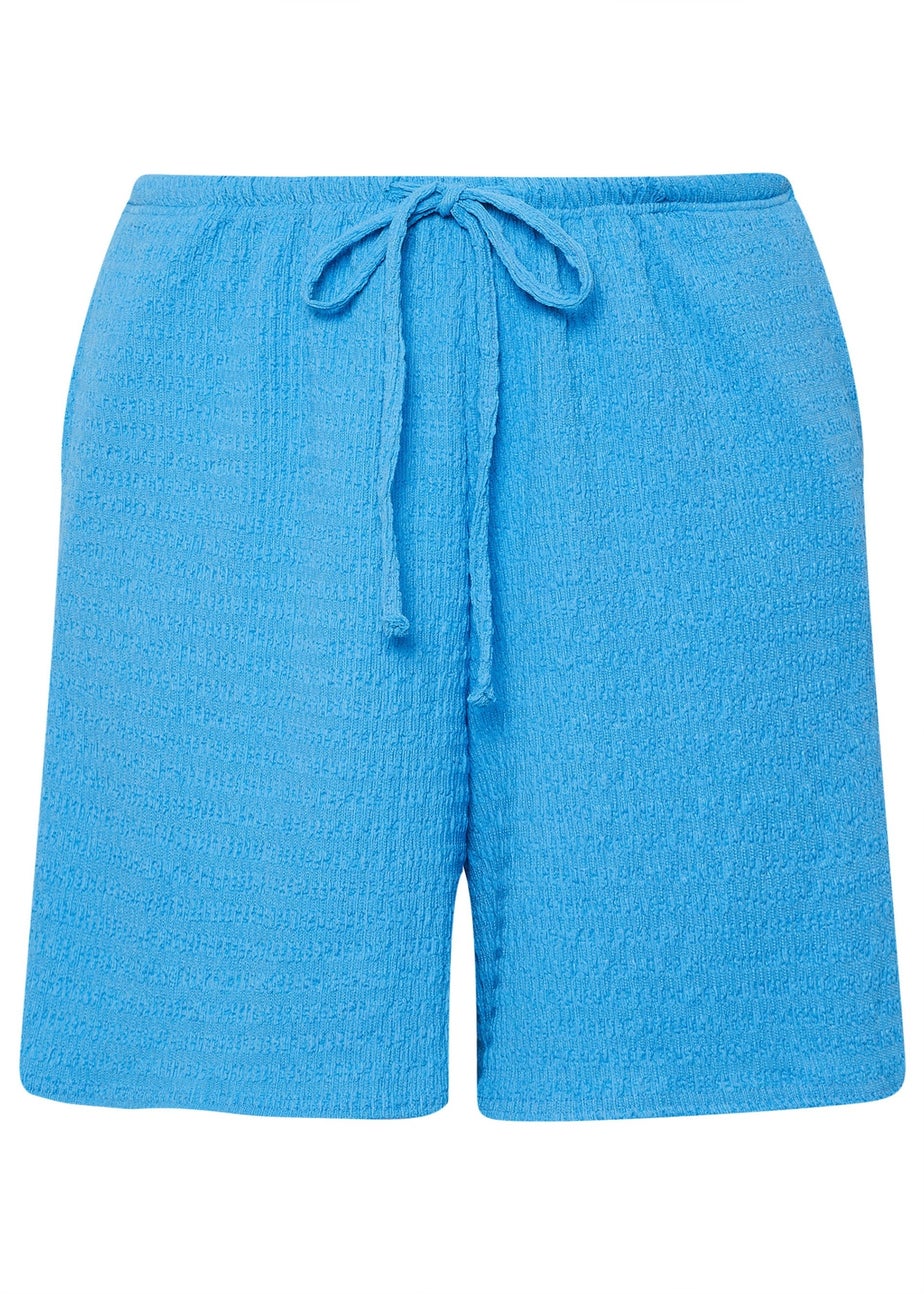 Yours Curve Blue Textured Shorts