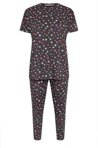 YOURS Curve Grey Star Print Short Sleeve Pyjama Set