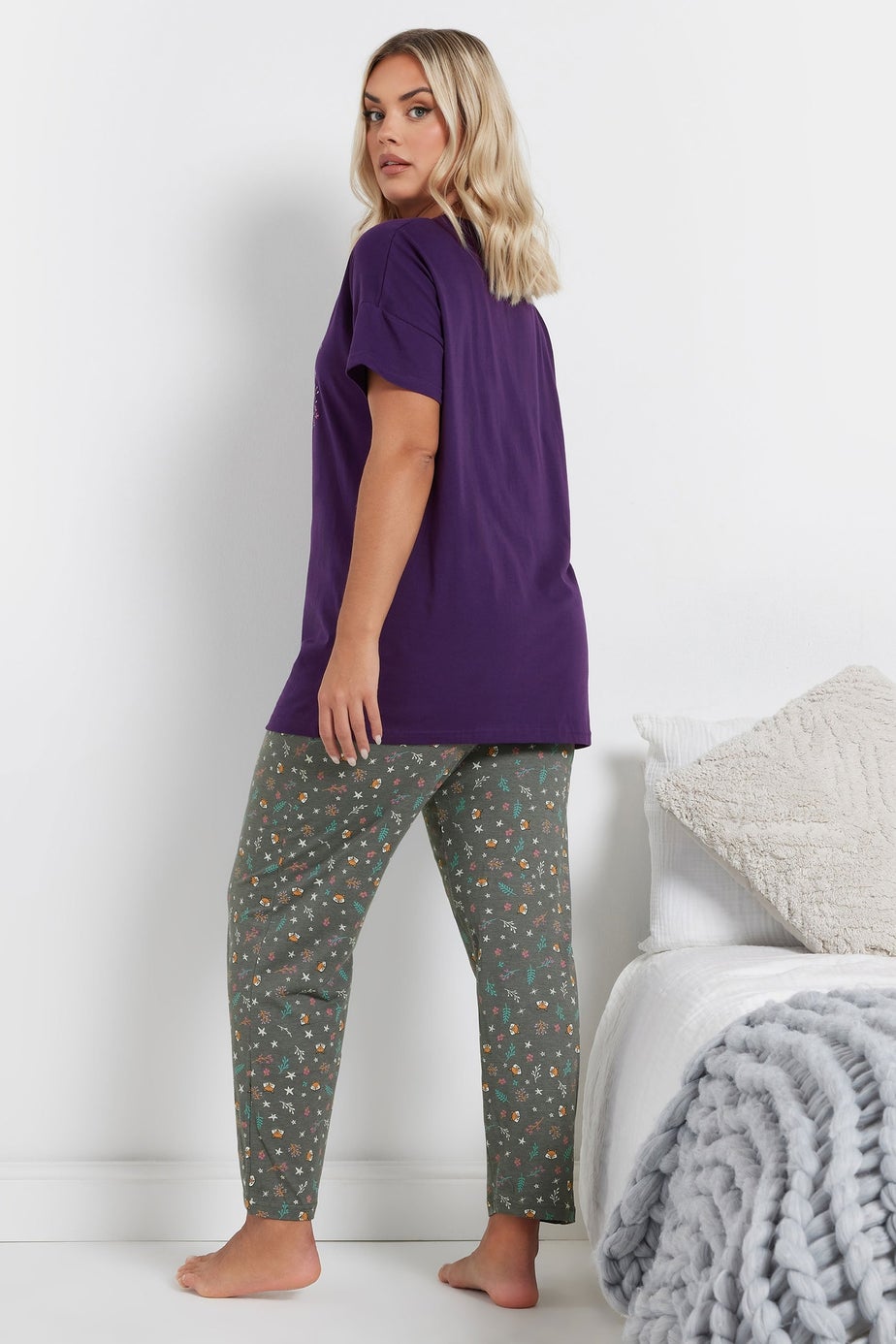 YOURS Curve Purple 'Goodnight, Sleep Tight' Slogan Pyjama Set