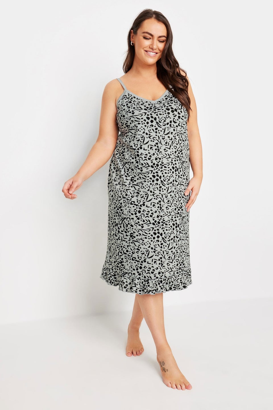 YOURS Curve Grey Leopard Print Chemise