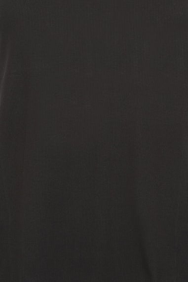 YOURS Curve Black Frill Ribbed Cotton Chemise