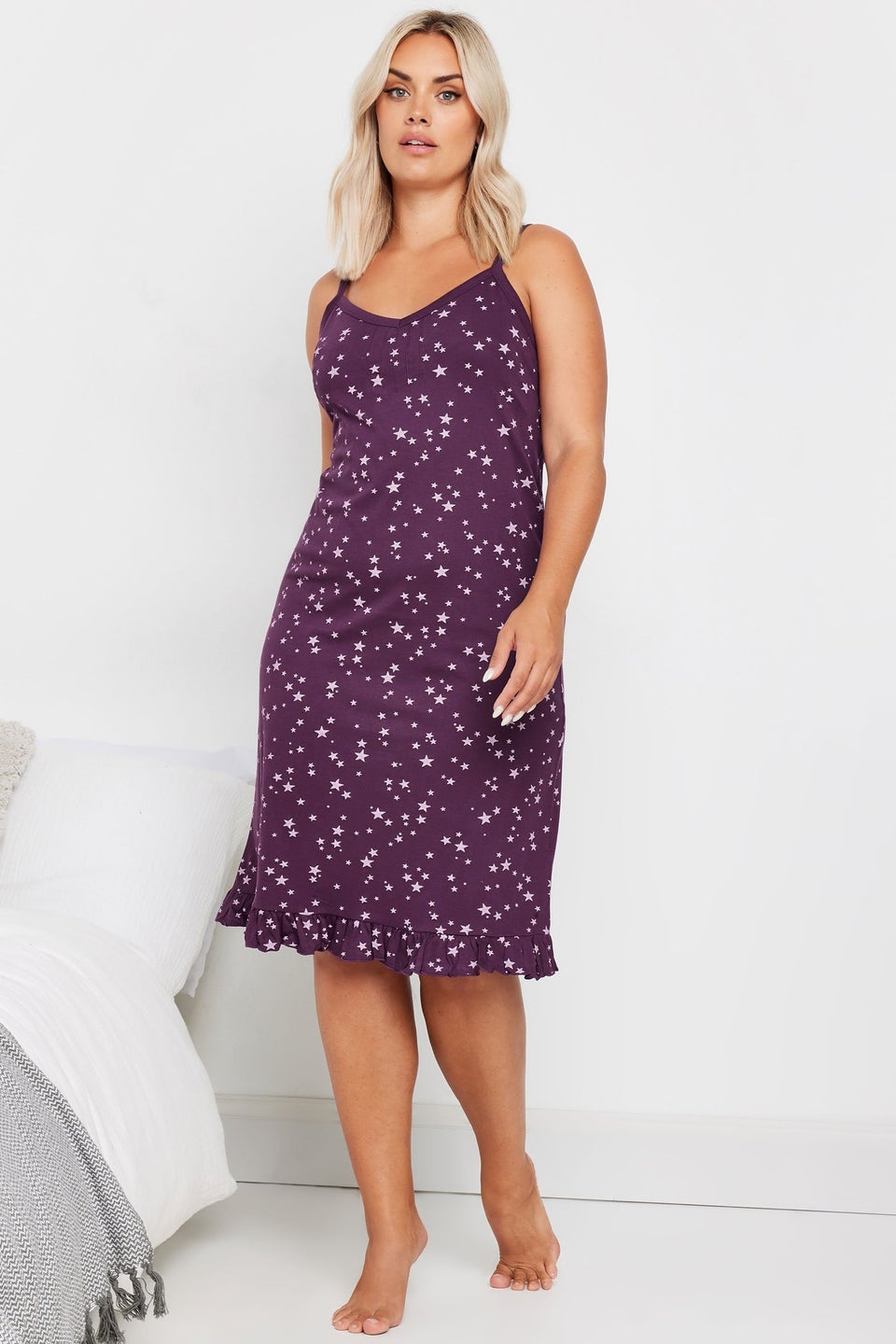 YOURS Curve Purple Scattered Star Print Chemise