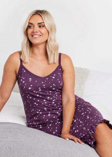 YOURS Curve Purple Scattered Star Print Chemise