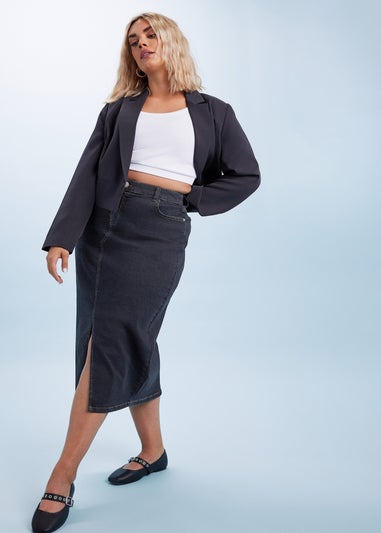 Yours Curve Indigo Blue Stretch Denim Midaxi Skirt