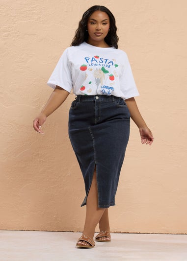 Yours Curve Indigo Blue Stretch Denim Midaxi Skirt