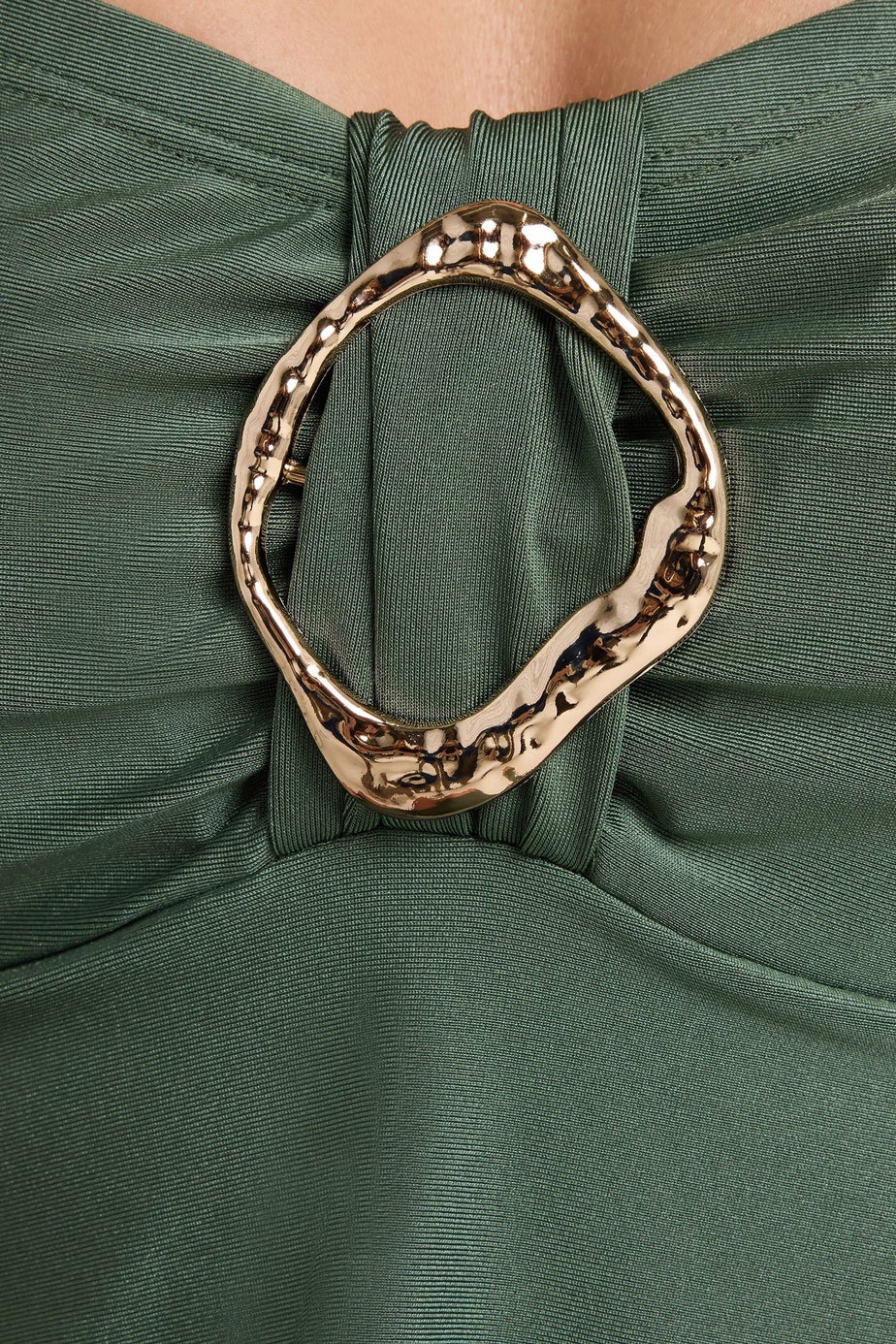 Yours Curve Sage Green Ring Detail Swim Dress