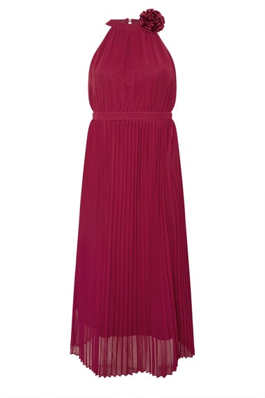 Yours London Curve Red Corsage Detail Pleated Maxi Dress