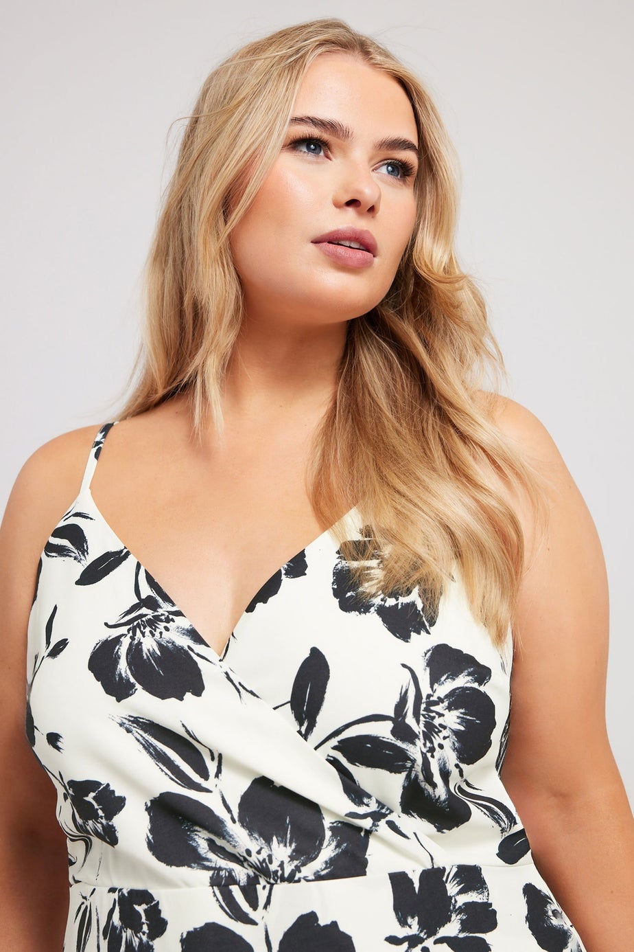 Yours London Curve White Floral Print Ruffle Wrap Dress