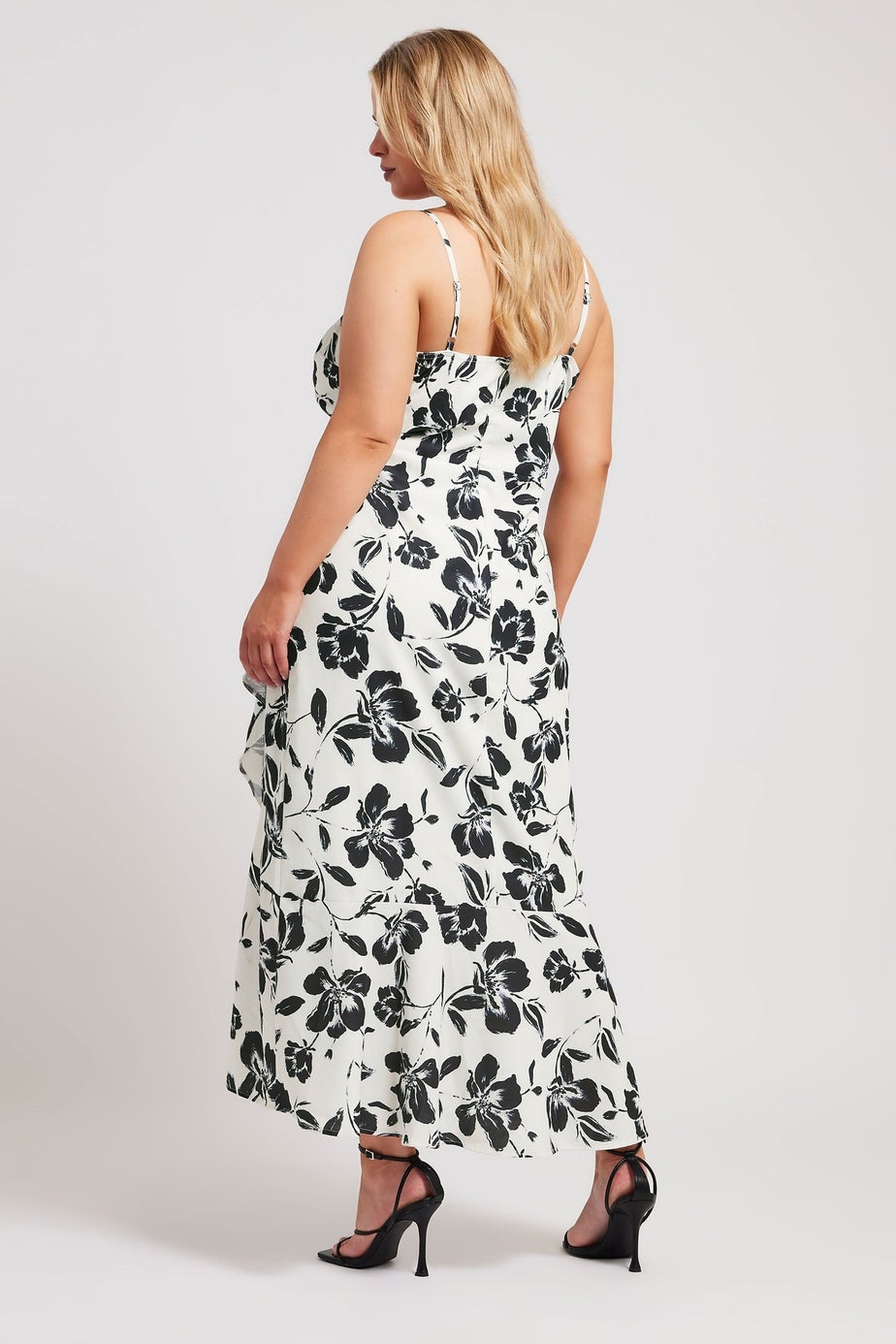 Yours London Curve White Floral Print Ruffle Wrap Dress