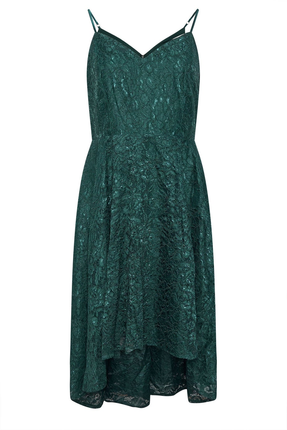Yours London Curve Emerald Green Lace Midi Prom Dress