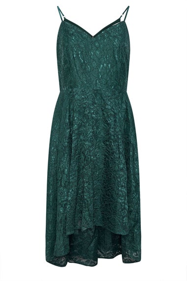 Yours London Curve Emerald Green Lace Midi Prom Dress