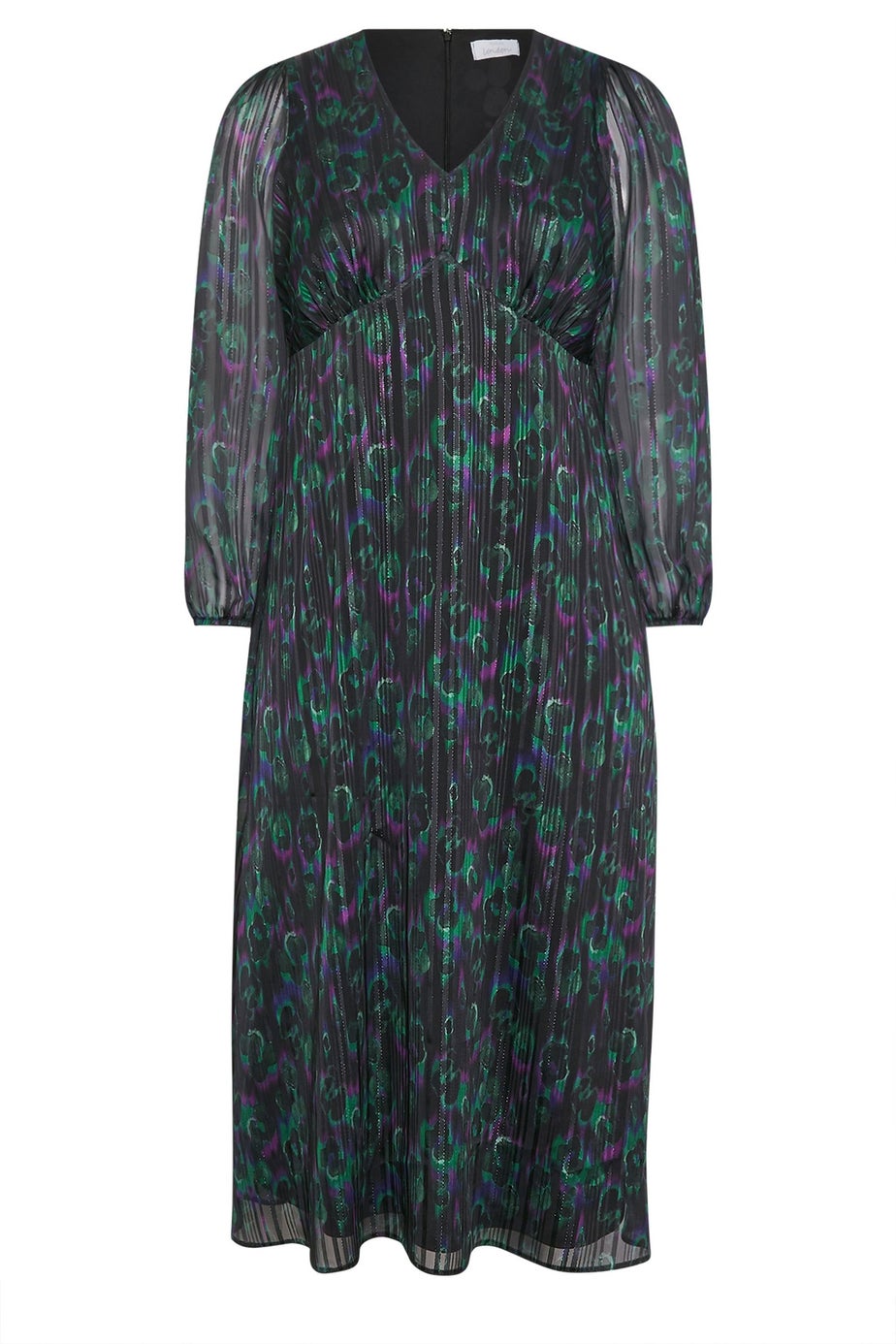 Yours London Curve Black Metallic Peacock Midaxi Dress
