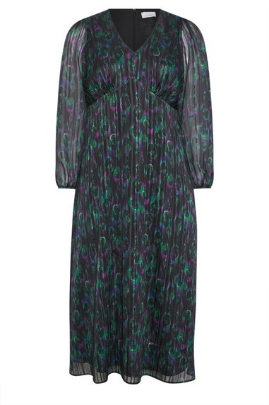 Yours London Curve Black Metallic Peacock Midaxi Dress