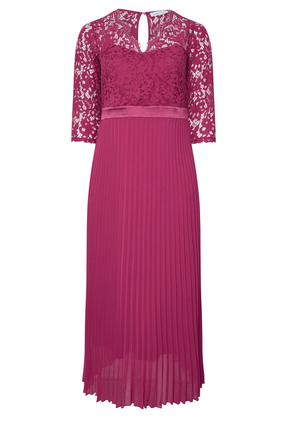 Yours London Curve Pink Lace Wrap Pleated Maxi Dress