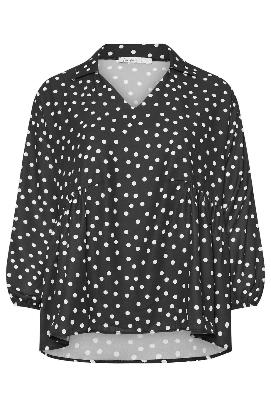 YOURS LONDON Curve Black Polka Dot Gathered Side Shirt